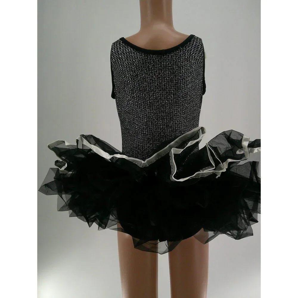 Pre-Owned Dance Costume Art Stone 2132 Medium Child Silver Tutu Jazz Glitter Tu